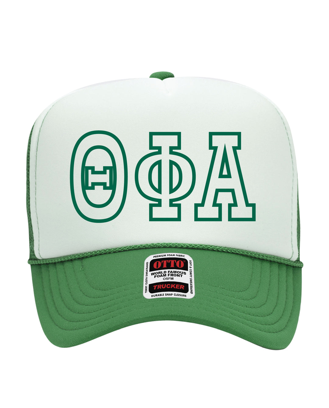 Greek Letter Outline Embroidered Kelly Green Sorority Trucker Hat