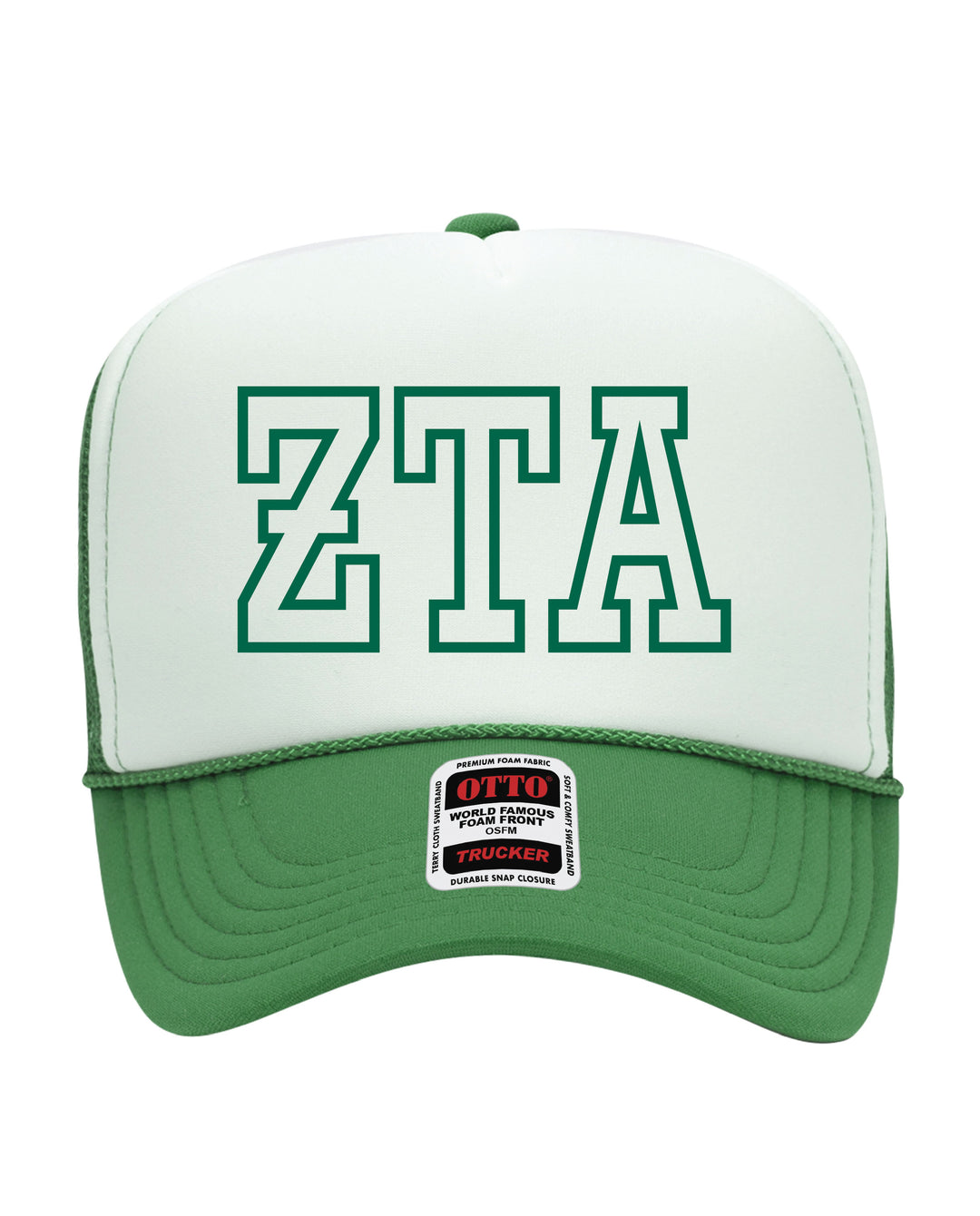 Greek Letter Outline Embroidered Kelly Green Sorority Trucker Hat
