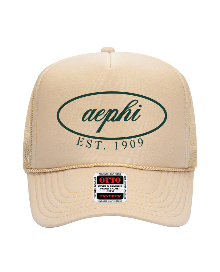Oval Embroidered Tan Sorority Trucker Hat
