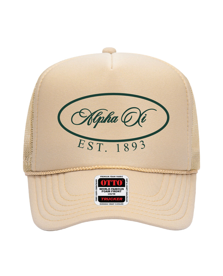 Oval Embroidered Tan Sorority Trucker Hat