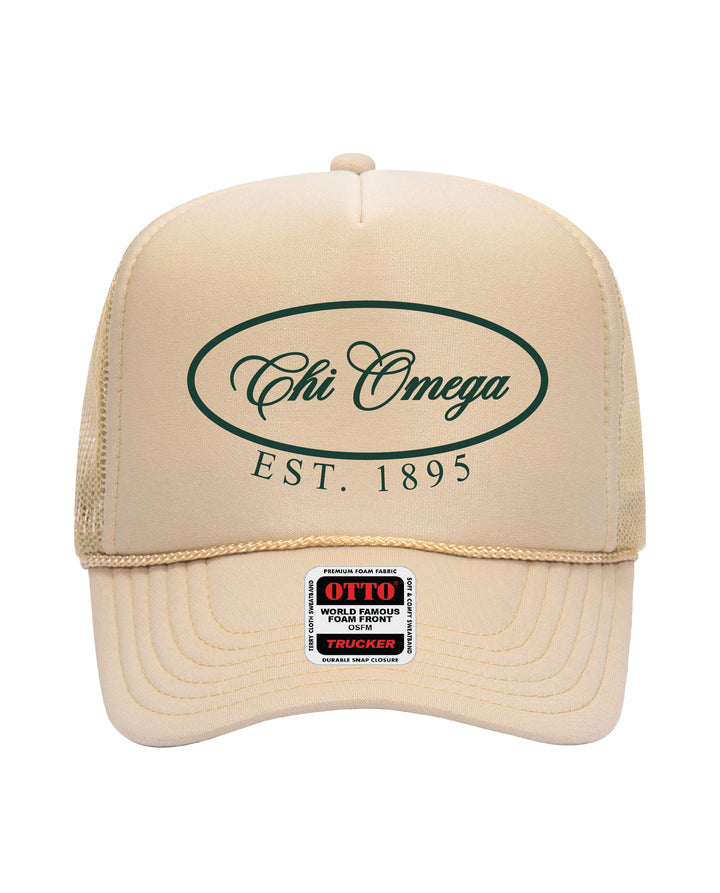 Oval Embroidered Tan Sorority Trucker Hat