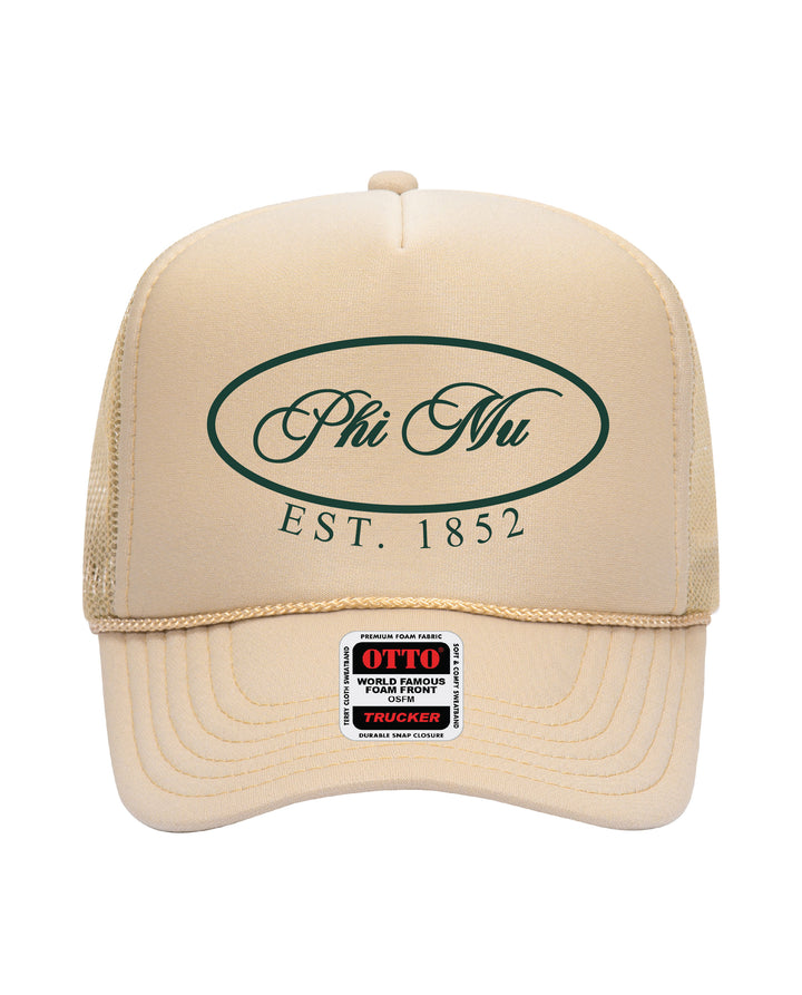 Oval Embroidered Tan Sorority Trucker Hat
