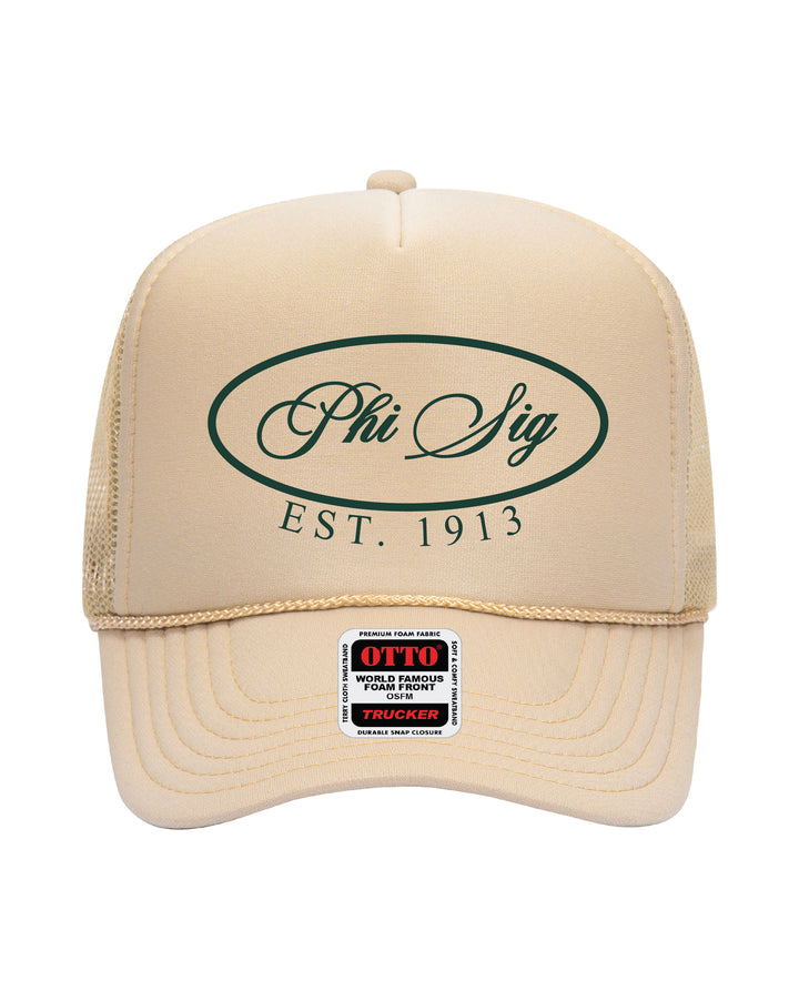 Oval Embroidered Tan Sorority Trucker Hat