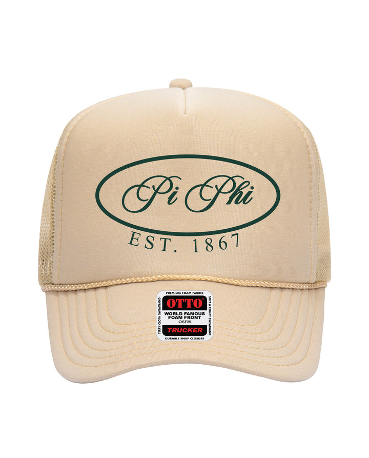 Oval Embroidered Tan Sorority Trucker Hat