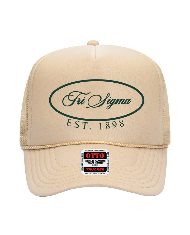 Oval Embroidered Tan Sorority Trucker Hat