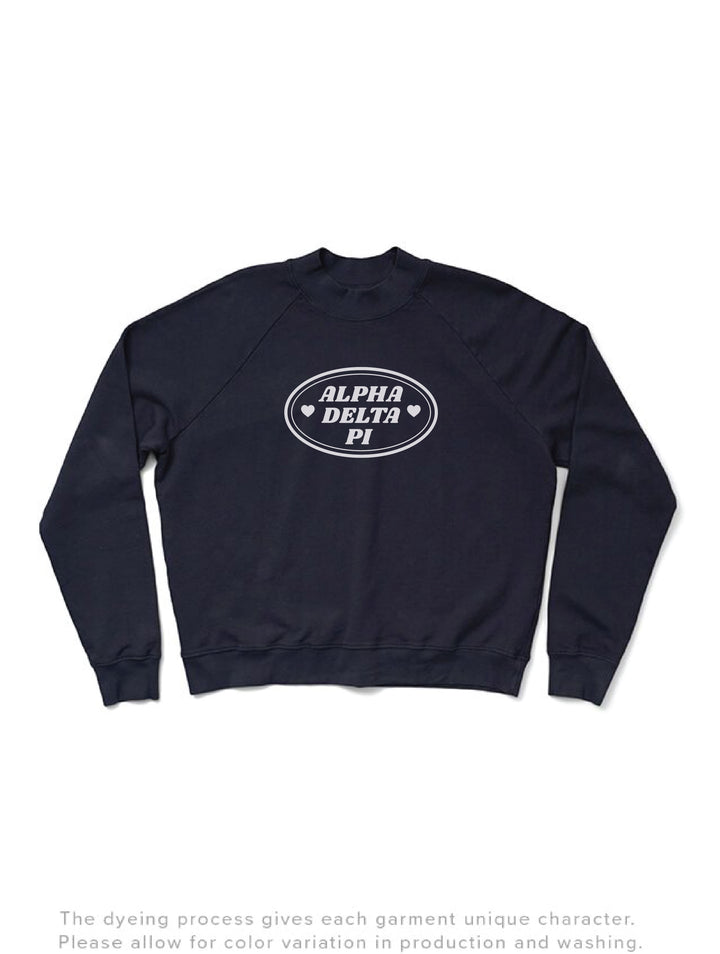 Midnight Sky Alpha Delta Pi Oval Mock Neck Light Weight Crewneck