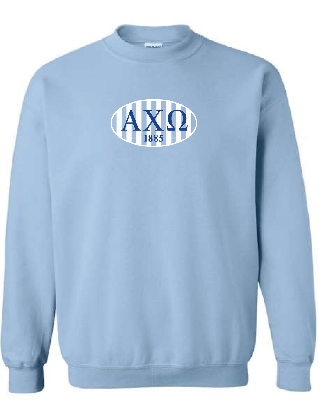 Oval Striped Light Blue Sorority Crewneck