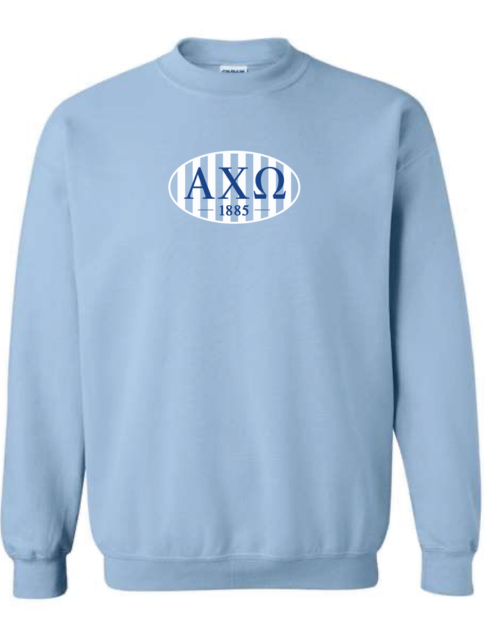 Oval Striped Light Blue Sorority Crewneck