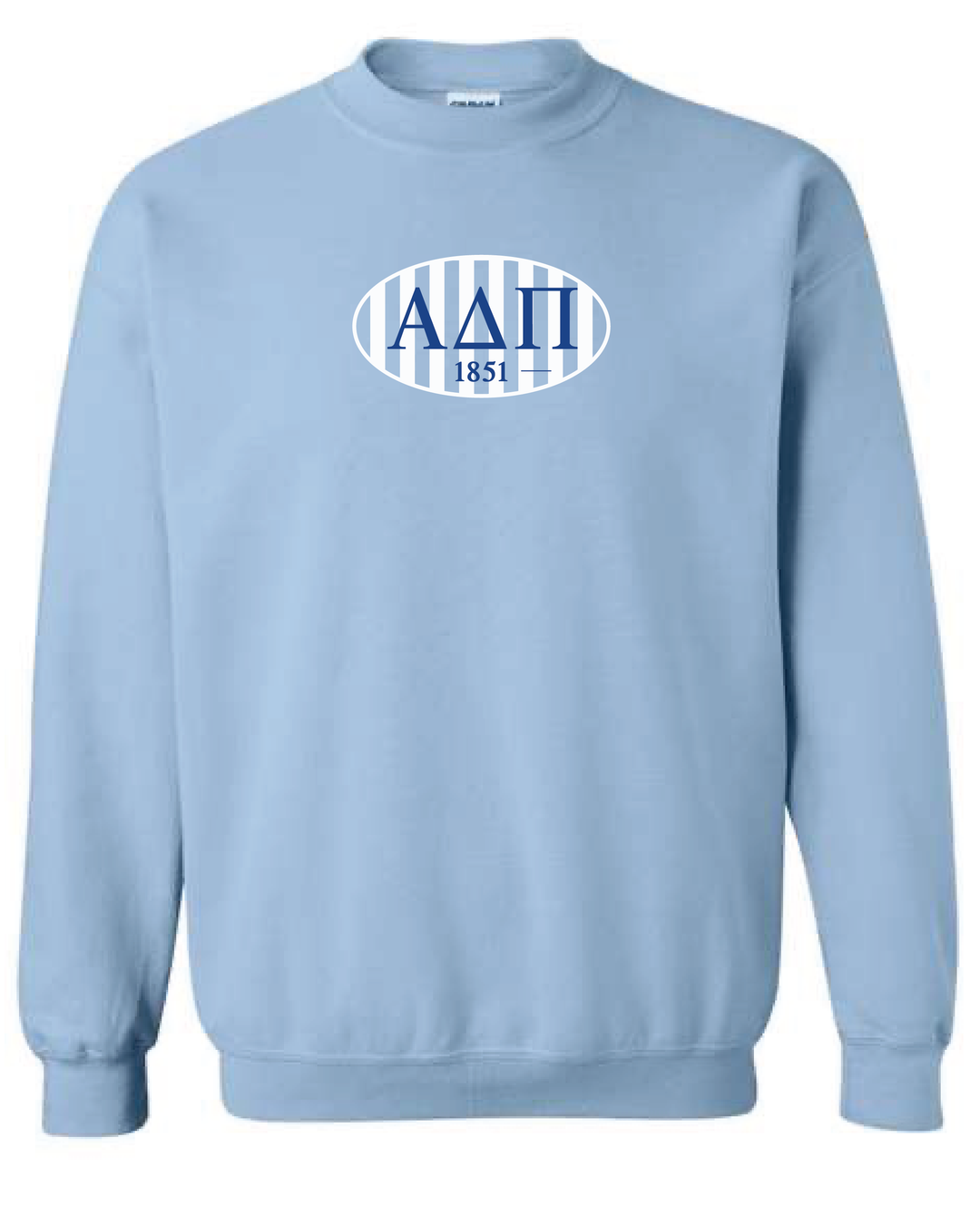 Oval Striped Light Blue Sorority Crewneck