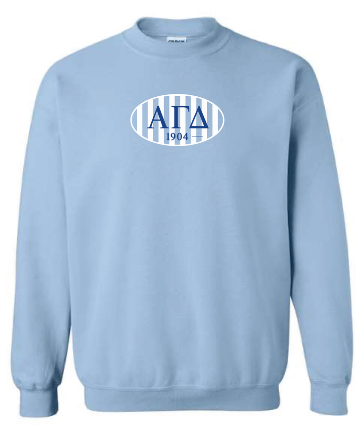 Oval Striped Light Blue Sorority Crewneck