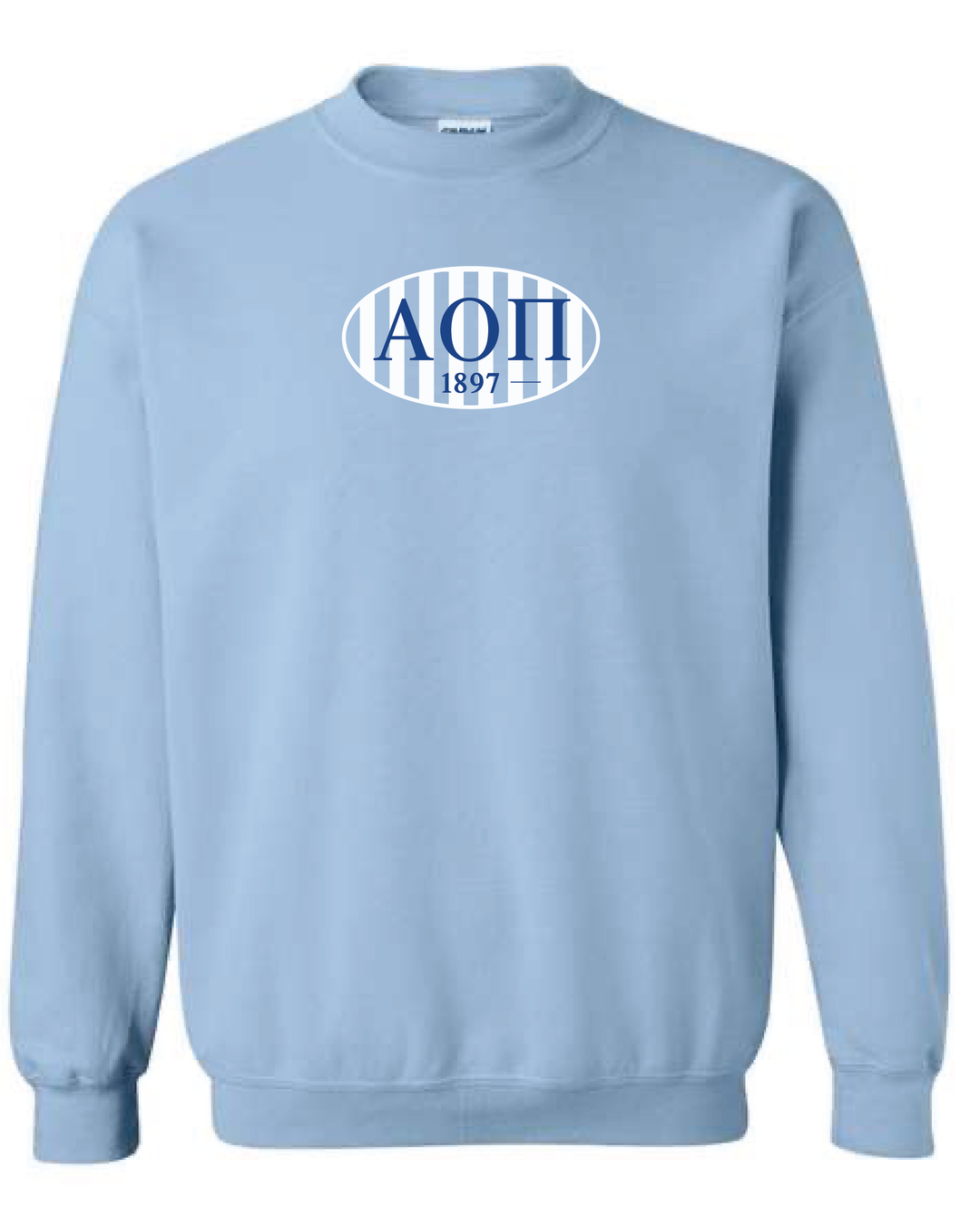 Oval Striped Light Blue Sorority Crewneck