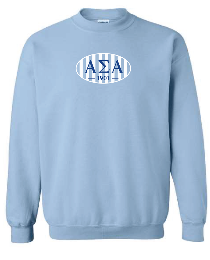 Oval Striped Light Blue Sorority Crewneck