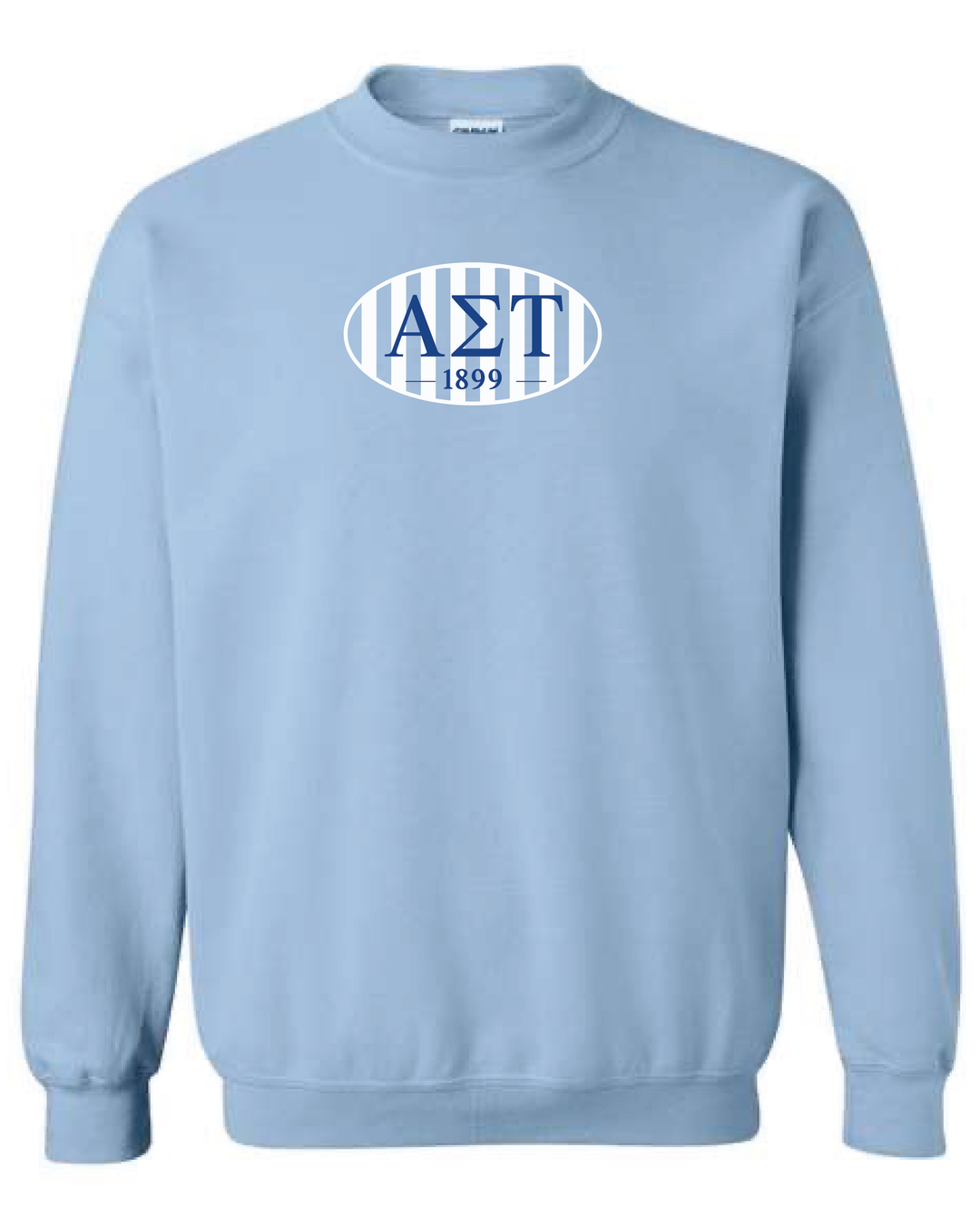 Oval Striped Light Blue Sorority Crewneck