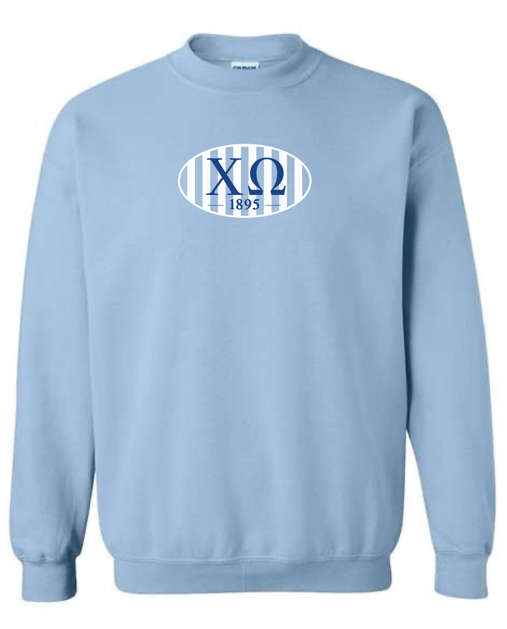Oval Striped Light Blue Sorority Crewneck