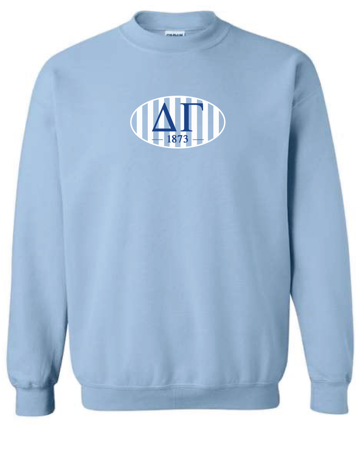 Oval Striped Light Blue Sorority Crewneck