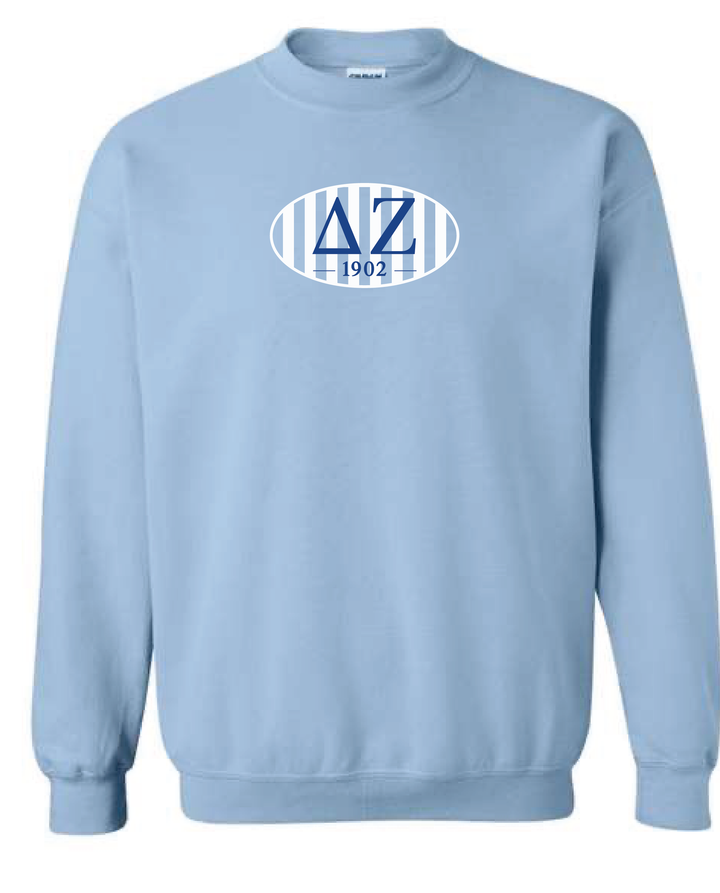 Oval Striped Light Blue Sorority Crewneck