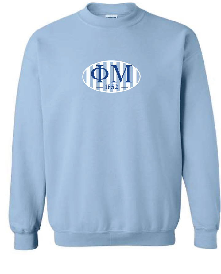 Oval Striped Light Blue Sorority Crewneck