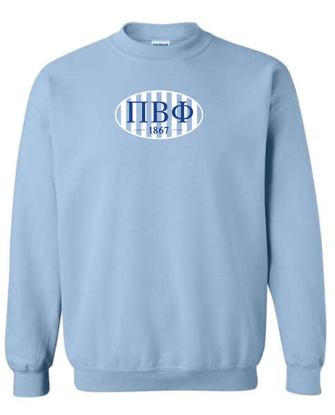 Oval Striped Light Blue Sorority Crewneck