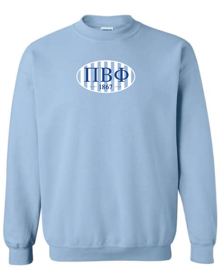 Oval Striped Light Blue Sorority Crewneck