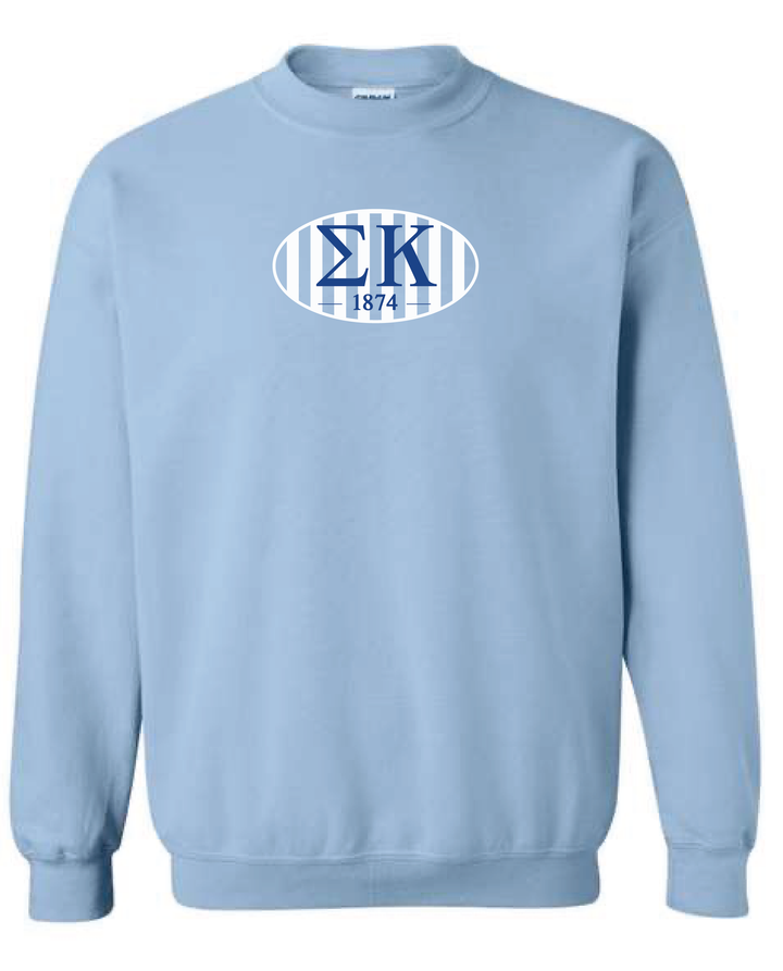 Oval Striped Light Blue Sorority Crewneck
