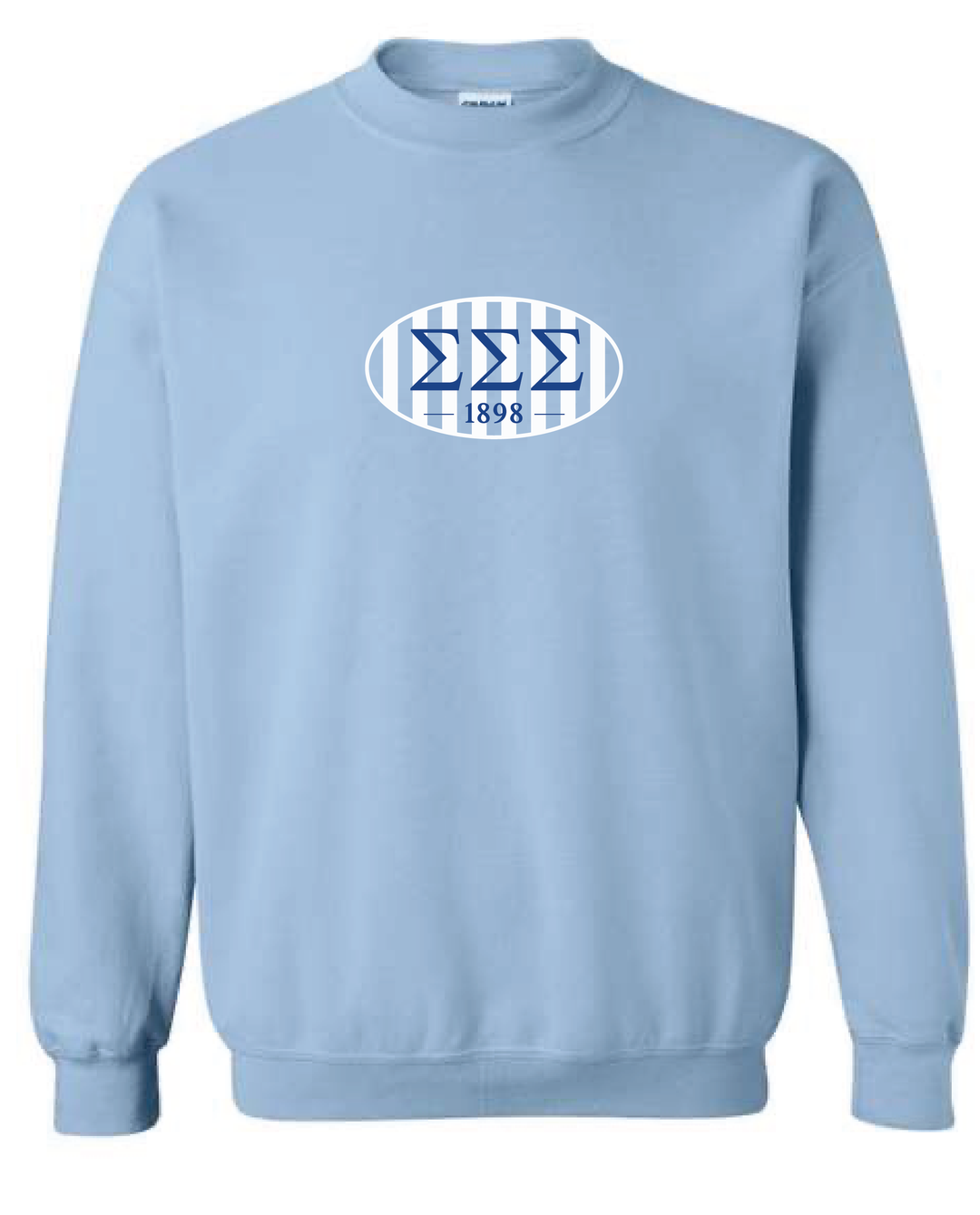 Oval Striped Light Blue Sorority Crewneck