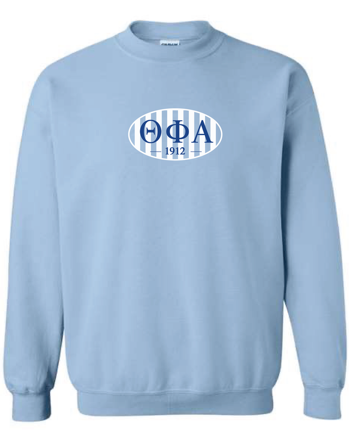 Oval Striped Light Blue Sorority Crewneck