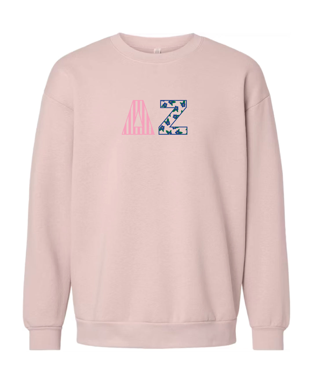 Patchwork Embroidered Sorority Blush Crewneck