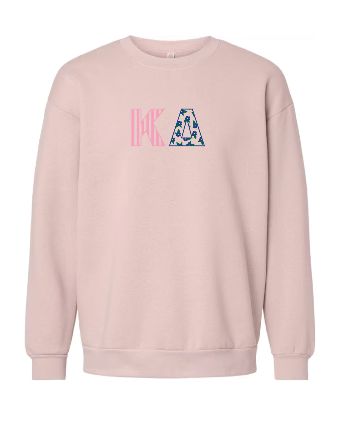 Patchwork Embroidered Sorority Blush Crewneck