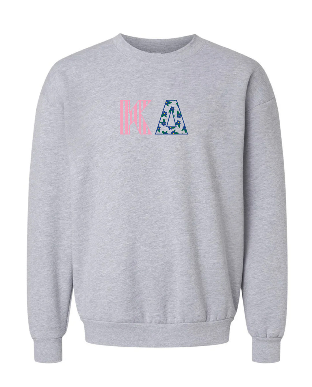 Patchwork Embroidered Sorority Grey Crewneck