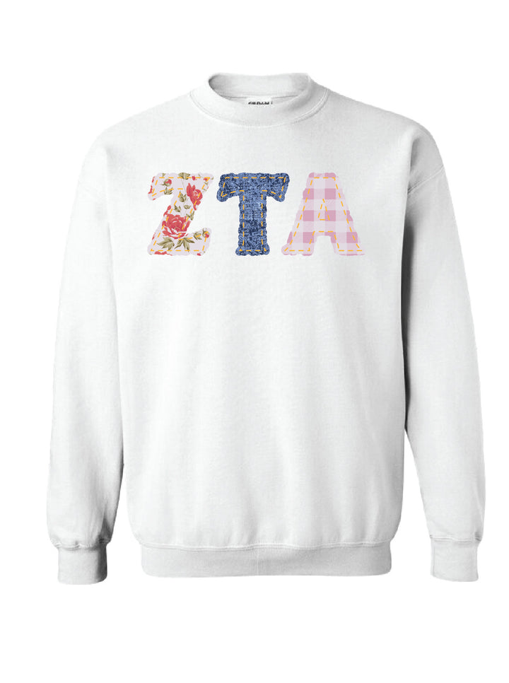 Patchwork Coquette Sorority Crewneck - 2XL - 3XL