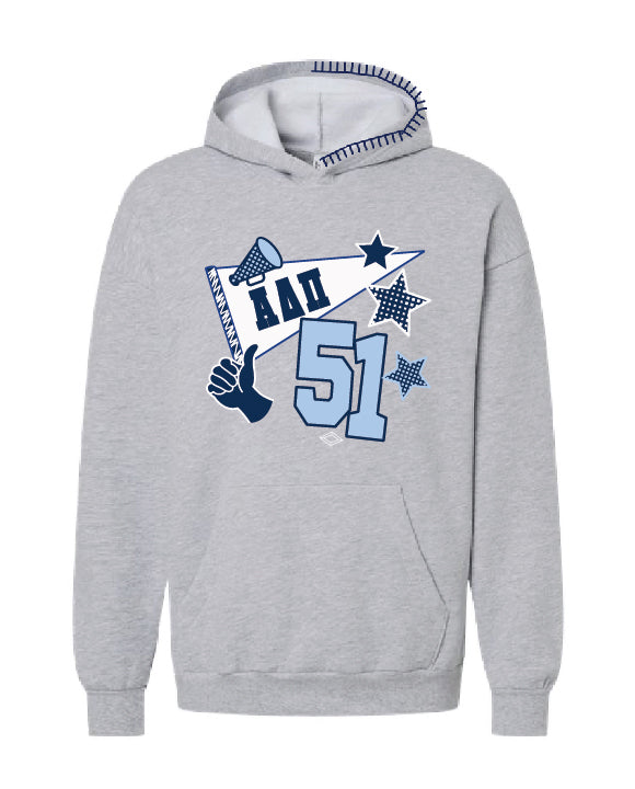 Pennant Navy Hood Stitch Sorority Hoodie