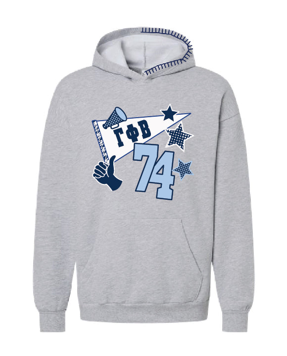 Pennant Navy Hood Stitch Sorority Hoodie