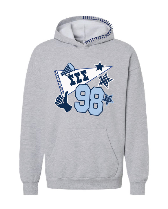 Pennant Navy Hood Stitch Sorority Hoodie