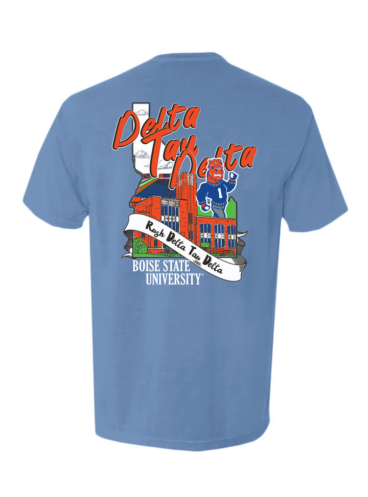Boise State | Delta Tau Delta|Spring Rush - Washed Denim Tee
