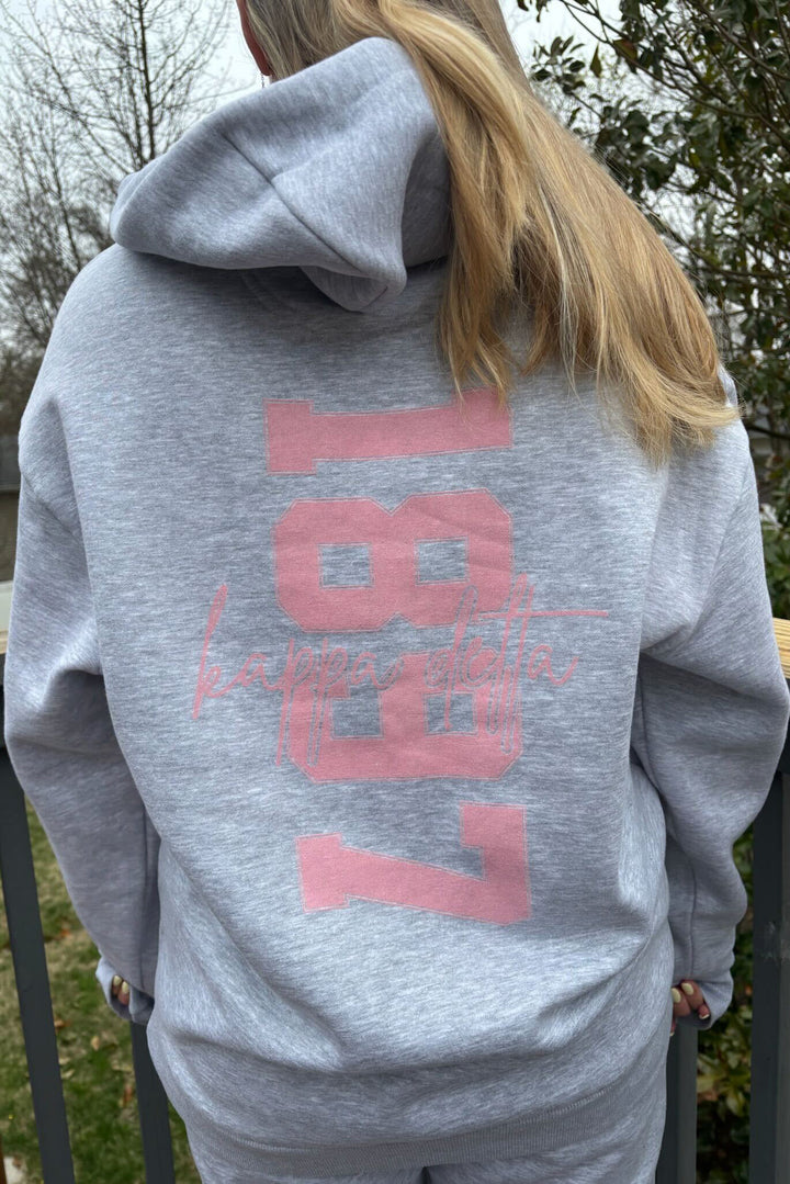 Est Year Pink & Grey Heavy Weight Sorority Hoodie