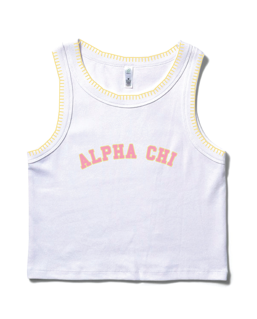 Pink Letters Stitched Sorority Tank