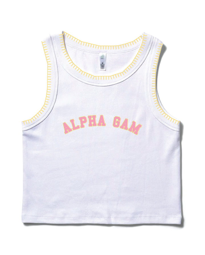 Pink Letters Stitched Sorority Tank