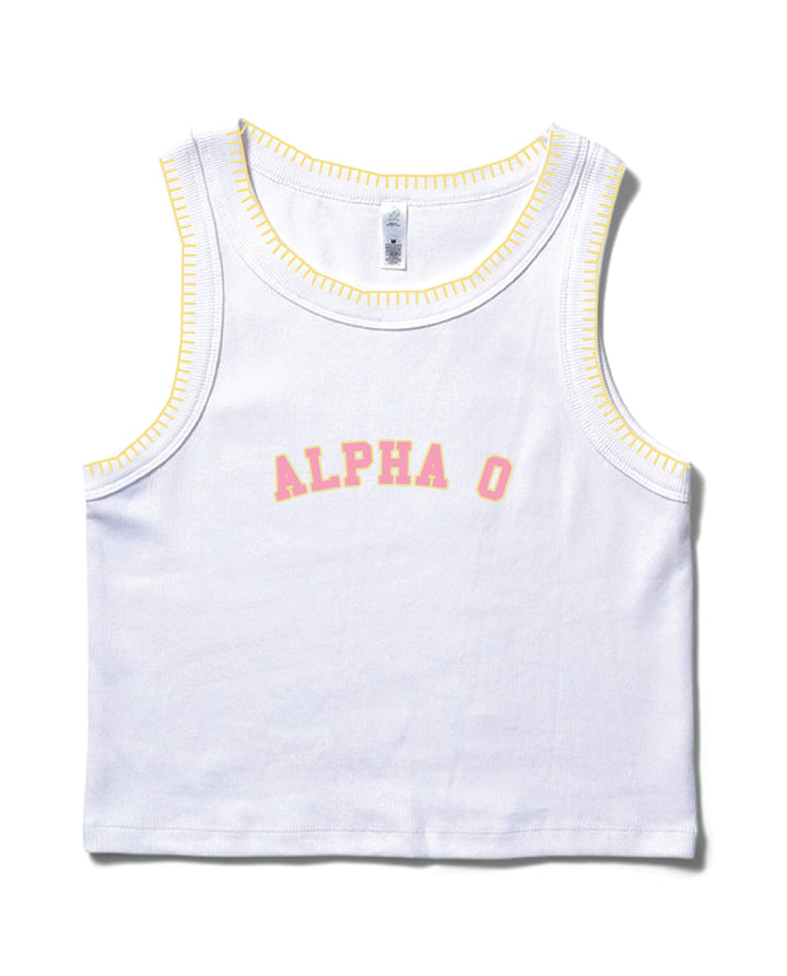 Pink Letters Stitched Sorority Tank