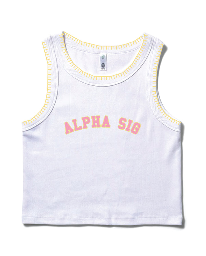Pink Letters Stitched Sorority Tank
