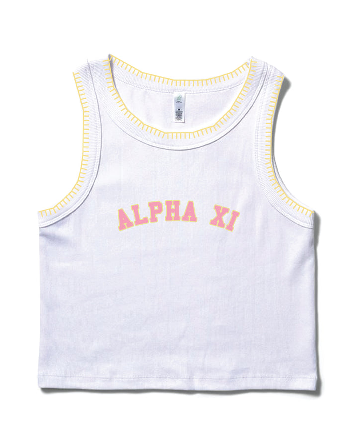 Pink Letters Stitched Sorority Tank