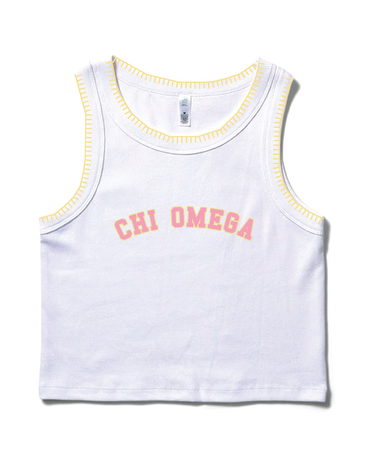 Pink Letters Stitched Sorority Tank