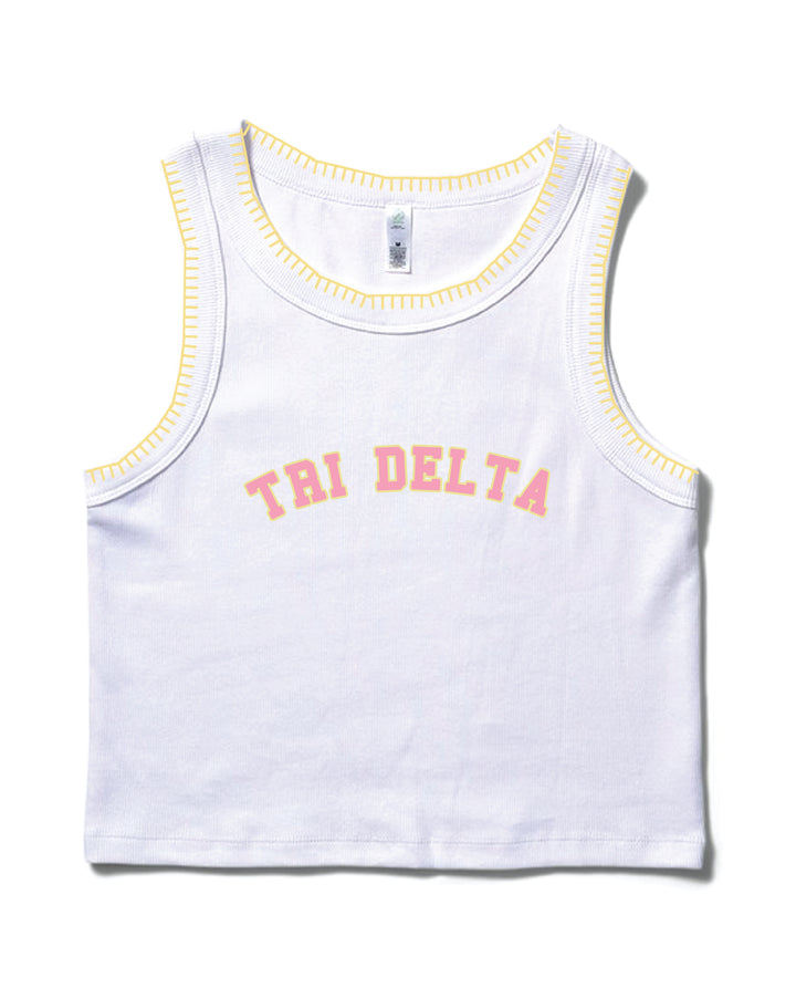 Pink Letters Stitched Sorority Tank