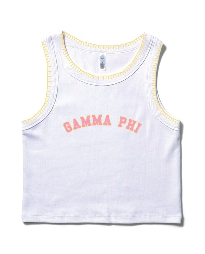 Pink Letters Stitched Sorority Tank