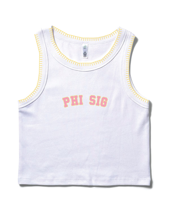 Pink Letters Stitched Sorority Tank