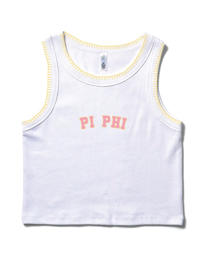 Pink Letters Stitched Sorority Tank