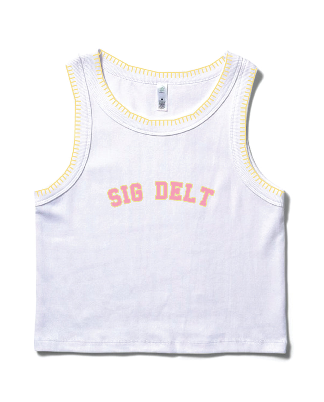 Pink Letters Stitched Sorority Tank