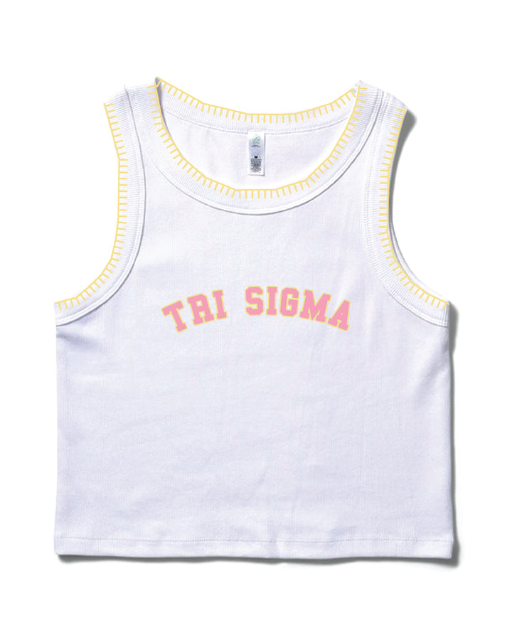 Pink Letters Stitched Sorority Tank