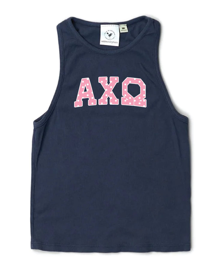 Pink Polka Dot Midnight Sky Sorority Tank