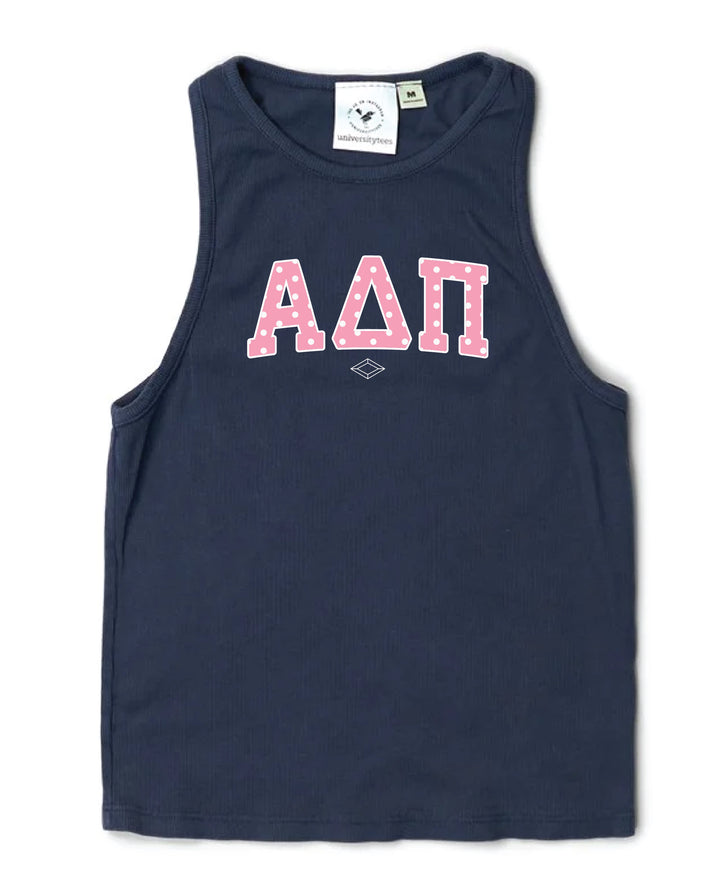 Pink Polka Dot Midnight Sky Sorority Tank