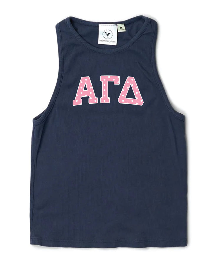 Pink Polka Dot Midnight Sky Sorority Tank